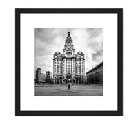 Taddeo Royal Liver Building Liverpool Photo 8X8 Inch Square Wooden Framed Wall Art Print Picture with Mount Artery8 Black One Size