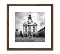 Taddeo Royal Liver Building Liverpool Photo 8X8 Inch Square Wooden Framed Wall Art Print Picture with Mount Artery8 Brown One Size
