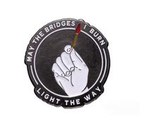 TAdibu May My Burning Bridge Light The Way Round Brooch Holding A Lit Match Shaped Badge Inspirational Gift Commemorative Pin Brooches Metal Badge Jewelry Accessories
