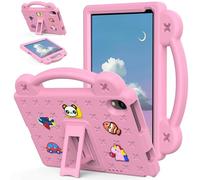 Tading Kids Case for Urao C107/Jeazans OC101/C107 Android 14 Tablet 10.1 Inch 2024, DIY Cartoon EVA Foam Protective Handle Stand Cover for Urao 10.1 Inch Tablet - Pink