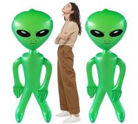 Tadoiooy 2 Pcs Inflatable Alien 59.1 In Green Funny PVC Blow up Standing Alien Balloons Anti-Leak Party Decor Toy for Halloween Birthday Party Supplies, Home Decor