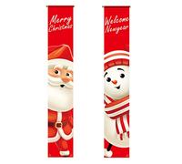 Tadoiooy Christmas Door Banners Santa Claus Snowman Xmas Porch Hanging Banner Decorations 1Pair, Christmas Decorations