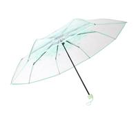 Tadoiooy Clear Umbrella Girls Cherry Blossom Umbrella Three Folds Transparent Folding Umbrella with Windproof Compact See Through Umbrella for Travel Photo Props Green, Parasol Umbrella