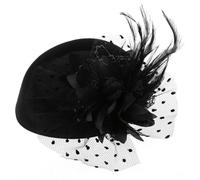 Tadoiooy Fascinators Hats for Women Girls Vintage Flower Tea Party Hat Cocktail Veil Women's Fascinators with Clips Black Fascinator Headband Black, Church Hats
