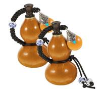 Tadoiooy Gourd Bottle 2Pcs Retro Mini Gourd Water Bottle Natural Leakproof Drinking with Roped Cap & Charm Portable for Water, Wine & More, Yellow