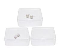Tadoiooy Lidded Storage Bins, 3Pcs Small Plastic Box, 3.4x3.4x1 Clear Small Parts Organizer with Lid Minimalist and Dust Proof Craft Storage Containers for Earbuds, Beads,Fishhook, Soap
