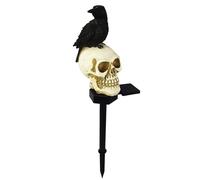 Tadoiooy Solar Stake Lights, Solar Garden Light for Halloween for 6-8 Hours Solar Powered LED Crow Skull Garden Solar Lights Ground Plug-in Halloween Pathway Solar Lights, Look Left