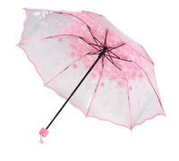 Tadoiooy Umbrella Girls Cherry Blossom Transparent Folding Windproof Compact See Through Umbrella for Travel Photo Props Style1
