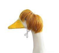 TADSFVC Pet Wig Big Goose Headwear Combination Funny Cute Short Wave Explosive Head Wave Porch Goose Wigs Garden Yard Decor Porch Goose Outfits(Biggoosegoldenbob)