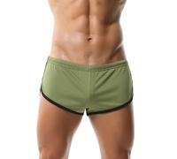 TADUANO Men's Athletic Short Split Side Booty Short Bottoms for Running Gym Workout with Pouch(S,Army Green)