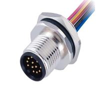 TADZKKIWM 10pcs M12 12 pin Plug Male Panel Mount Connector with Pigtails 50CM Screwed from Back