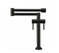 TADZKKIWM Solid Brass Hot&Cold Pot Filler Tap Deck Mounted Kitchen Faucet Brushed Golden Folding Wall Mount Stretchable Double(Antique Black)