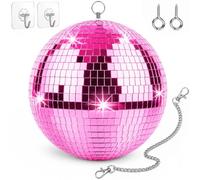 Taechalingo Disco Ball Pink 15 cm, Disco Balls with Hanging Ring, Disco Ball, Disco Ball for Parties, Hanging Disco Ball, Mirror Ball, for Party Decoration, Band Bar, Wedding, Birthday & Club