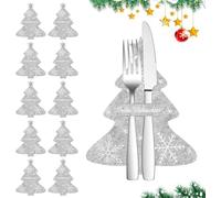 Taechalingo Pack of 10 Christmas Cutlery Holders, Table Decoration, Christmas Cutlery Bag, Christmas Tree Cutlery Holder, Santa Claus Costume Cutlery Bag