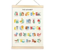 TAEDIN Alphabet Poster Hanger Frame, Nursery Wall Decor, ABC Banner Poster Animals Wooden Canvas Artwork Print Hanging Sign for Nursery Preschool Playroom Toddler Kids Room Decor 12X16