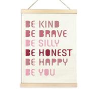 TAEDIN Be Kind Affirmation Wall Decor Poster Hanger Frame, Inspirational Kindness Quotes Wooden Canvas Artwork Print, Positive Motivational Saying Wall Painting for Nursery Office Bedroom Decor 12X16