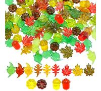 Taefaba 120pcs Fall Acrylic Sensory Bin Filler, Thanksgiving Vase Filler Mini Acrylic Pumpkins Leaves Acorns Gems for Decor Home, Table Centerpieces, Preschool Counting and Thanksgiving Craft