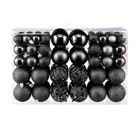 Taeku 100Pcs Christmas Ball Ornaments, Shatter Resistant Tree Decor Black | 100 Mixed Size Plastic Baubles Festive Balls Set with Hanging Loops for Tree and Party Decor 3-6CM