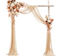 Taeku Wedding Arch Draping Fabric - 30" x 18FT Sheer Chiffon Backdrop Curtain for Ceremony, Bridal Shower, Party or Outdoor Decor - Soft Flowing Fabric for Arches Aisles (Champagne)