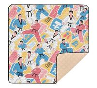 Taekwondo Colorful Pattern Soft Foam Baby Activity Play Mat for Indoor Outdoor Comfortable Tummy Time & Crawling Mat for Baby Kids Toddlers Infants, 50'' x 50''