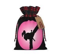 Taekwondo Design Printing 4.7x6.9 Inch Christmas Bag Drawstring Closure,For Christmas Anniversaries Birthdays,Holds Gifts