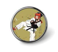 Taekwondo Design Round Badge Cute Enamel Lapel Pin Brooches Button Pin Personalized Clothing Decoration Unisex Badge Holder Hats Bags Shirts Decor