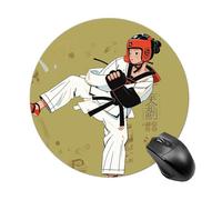 Taekwondo Design Round Mouse Pad Smooth Glide Gaming Mousepad Extra Density Portable Comfortable Mouse Mat for Desk, Home, Office 7.8x7.8 Inches