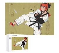 Taekwondo Design Wooden Puzzles for Adults 1000 PCS Unique Shape Puzzles Wall Art Home Decor for Puzzle Lovers, Family, Friend Creative Gift Toys