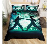 Taekwondo King Bedding Set for Boys Girls Kids,Sports Kung Fu Duvet Cover for Boys Room Decor,Japanese Martial Arts Bed Set Graffiti Gaming Duvet Cover 3Pcs (No Comforter)