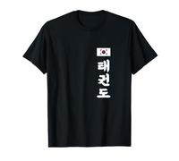 Taekwondo Korean Text in White with Flag Value Graphic T-Shirt