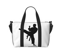 Taekwondo Martial Arts Print Large Travel Duffel Bag Foldable Lightweight Weekender Bags, Carry On Overnight Tote Bags, Gym Duffel Bags Hospital Bags Yoga Bags For Women Men, Black, One Size
