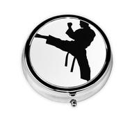 Taekwondo Martial Arts Print Personalised Portable Pillbox with,Mini Pillbox Compact and Convenient Pill Organiser for Storing and Organising Pills