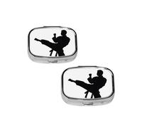 Taekwondo Martial Arts Print pilldispenser 2 Compartment Medicine Case, Portable pilldispenser for Pocket Or Purse Pillbox