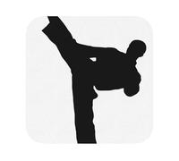 taekwondo martial arts Printed Coasters Set of 6, Tabletop Protection Leather Coasters for Cup Drinks Coffee Pads Beer Bar Mat Gifts, Square
