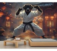 Taekwondo Mural, Kung Fu Dog Wall Murals, Japanese Style Wallpaper for Kids Room Living Bedroom Sofa TV Background Decor - 150x100cm