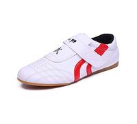 Taekwondo Shoes, Kung Fu Tai Chi Shoes Martial Arts Sneaker Boxing Karate Black Stripes Sneakers Lightweight Shoes for Adults and Kids (Color : Red, Size : 33)