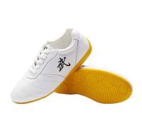Taekwondo Shoes Taichi Kong Fu Sports Kung Fu Karate Training Classic Breathable Leather Lightweight Soft Ground Indoor and Outdoor for Men Women Teenager Kids (Color : White, Size : 43)