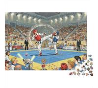 Taekwondo Spinning Hook Kick Wooden Jigsaw Puzzle Waterproof 1000 Piece Puzzles for Adults Gifts Fun Challenging Games