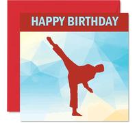Taekwondo Sport Birthday Cards - Boys in Sports - Happy Birthday Card for Boy Son Brother Grandson Nephew Uncle Cousin, 145mm Bday Greeting Cards
