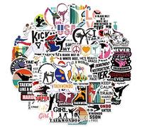 Taekwondo Stickers,Waterproof Vinyl Martial Arts Decals for Water Bottles Laptops Skateboards Cups Phones Party Supplies,Gym Gear Decorative Stickers for Teens,Adults 50PCS