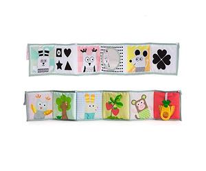 Taf Toys 3 in 1 Soft Baby Development Book. Double Sided 2 Stage Sensory Baby Book for Push Chairs, Prams, Strollers and Cots. Suitable for Boys & Girls from birth.