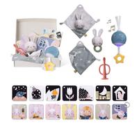 Taf Toys Bedtime Kit. Baby Bed time Gift Set Includes Soothing Music & Lights Unit, 7 Flash Cards, Baby's First Toothbrush, Blankie & Bunny Teether. For Boys & Girls