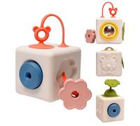 Taf Toys Busy Cube Toy Silicone Activity Cube. Pop-It, Shape-Sorting, Sensory Exploration Spinning Bead Ball Develop Motor Skills Problem-Solving Montessori Toys. for Baby 6 Months +