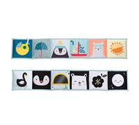 Taf Toys North Pole Clip on Pram Book. Soft Double Sided Black & White Baby Book. Sensory Book with Baby Safe Mirror & Teether. Crinkling Fold Out Cloth Baby Book. For Newborn Boys & Girls 0 months +