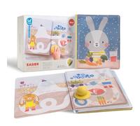 Taf Toys Peek-A-Boo Water Book with Magic Stamp - Reusable Water-Reveal Activity Book for Toddlers 18+ Months, Non-Toxic, Quick-Drying Baby Book