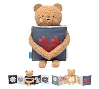 Taf Toys Snuggle Bear Book. Black & White Sensory Newborn Book, High Contrast Side for Infant Brain Development, Vibrant Colors & Baby Mirror, Plush Bear for Tummy Time Baby Books 0-6 Months