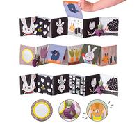 Taf Toys Urban Garden Soft Cloth Newborn Book, Crinkle Baby Book. High Contrast Sensory Toys. Early Education Activity Toy. Infant Tummy Time Toys. Multi-Sensory Textures and a Baby-Safe Mirror