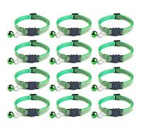 Tafeiya 12x Reflective Design Adjustable Cat Collars More Safety Quick Release Safety Buckle with Bell (Grass Green)