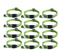 Tafeiya 12x Reflective Design Adjustable Cat Collars More Safety Quick Release Safety Buckle with Bell (Light Green)