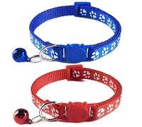 Tafeiya 2x Safety Cat Collars Quick Release with Bell,Adjustable 20-32cm Suitable for all Domestic Cats (Blue/Red)